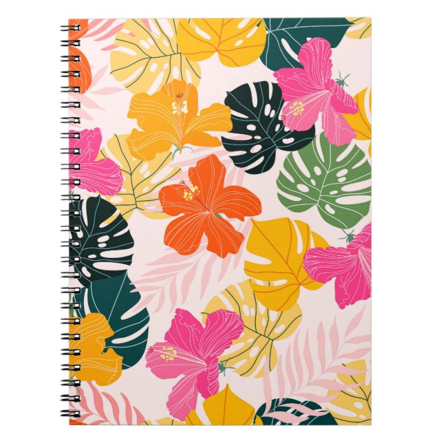 Carnet Hibiscus & Monstera : Vibrance tropicale (Devant)