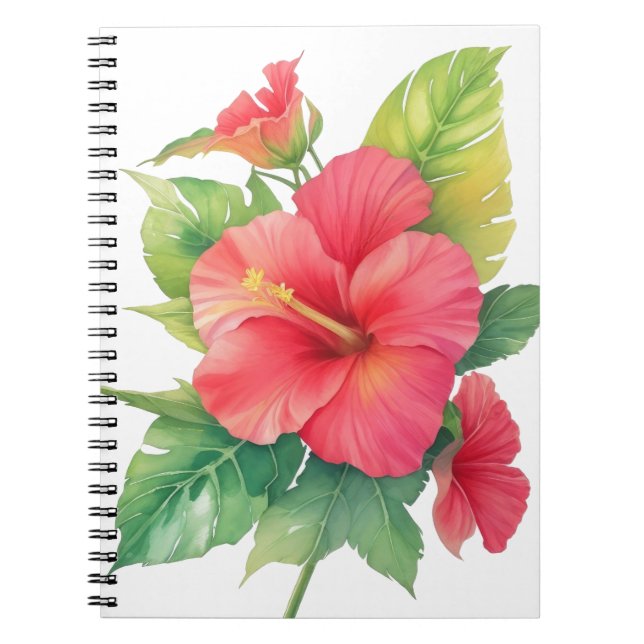 Carnet Hibiscus rose Aquarelle (Devant)