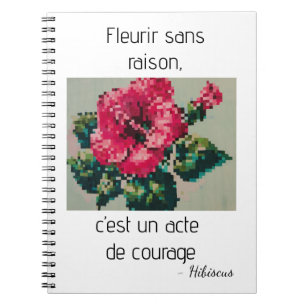 Carnet Hibiscus rose en pixels délicats