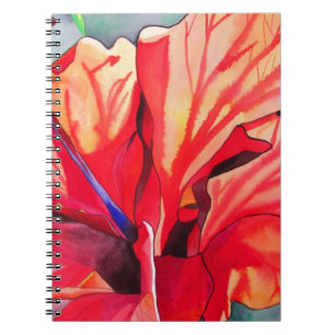 Carnet Hibiscus rouge fleurs tropicales aquarelle art