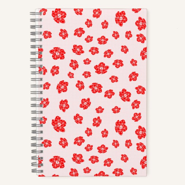 Carnet Hibiscus rouge floral (Recto)