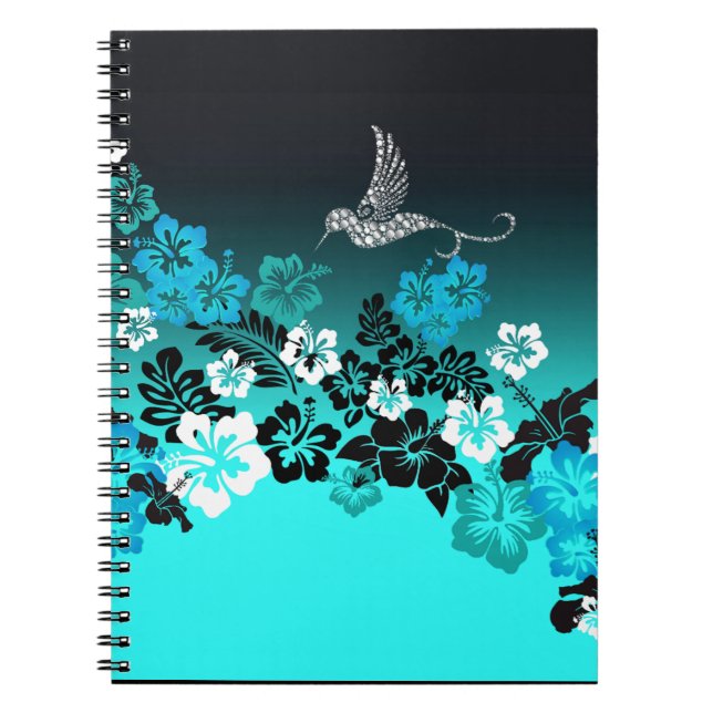 Carnet Hibiscus sur Turquoise avec Sac d'alimentation aux (Devant)