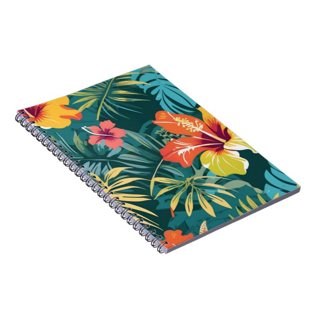 Carnet Hibiscus Tropical et Feuilles de Palmier (Côté Droit)