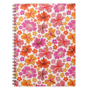Carnet hibiscus tropical - rose et orange
