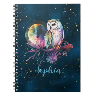 Carnet Hibou arc-en-ciel mystique et chandelle céleste de