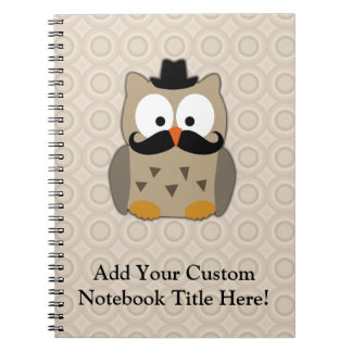 Carnet Hibou avec la moustache et le casquette