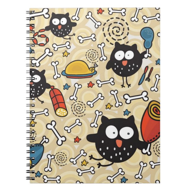 Carnet Hibou avec le motif de viande (Devant)