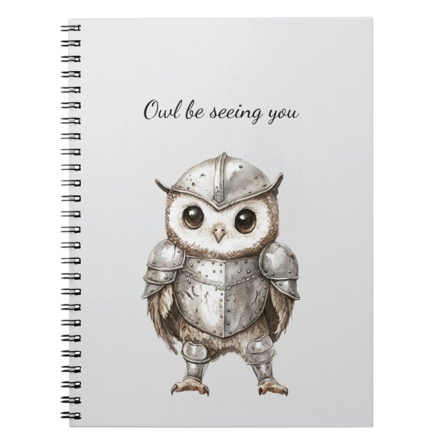Carnet Hibou chevalier en armure brillante (Devant)
