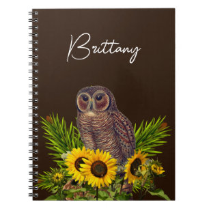 Carnet Hibou et tournesols 
