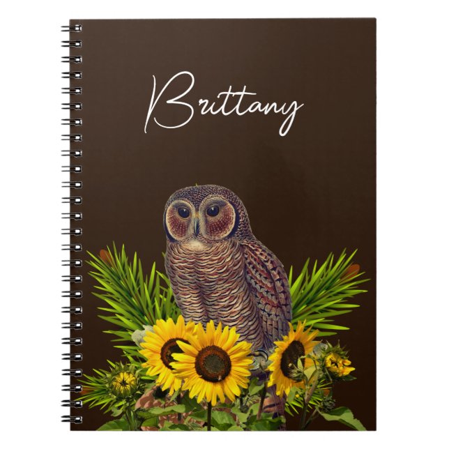 Carnet Hibou et tournesols  (Devant)