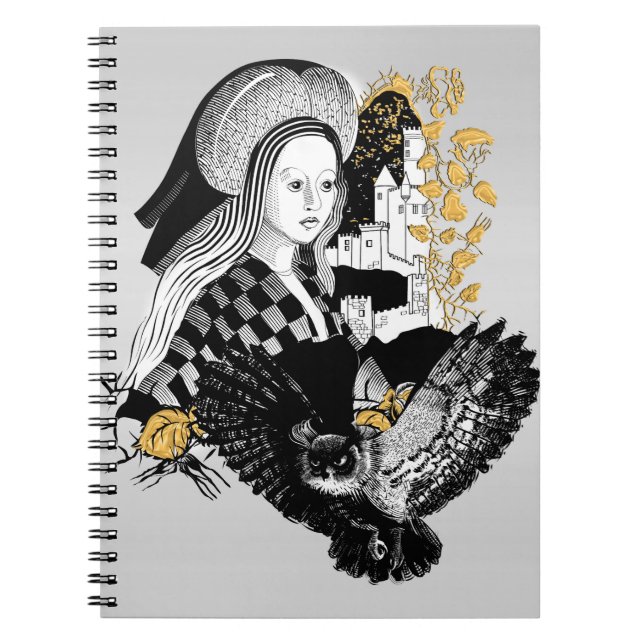 Carnet Hibou gothique de nuit et femme (Devant)