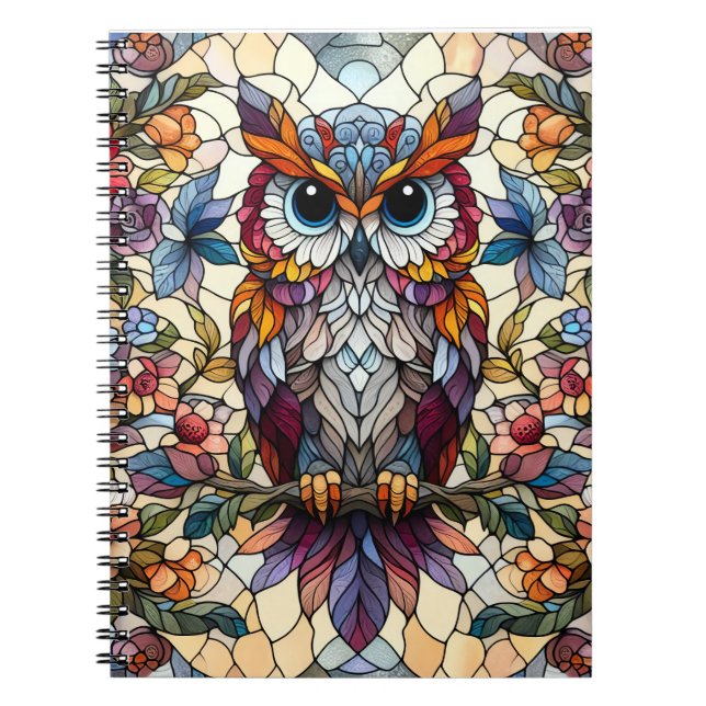 Carnet Hibou Inspiré du Vitrail  (Devant)