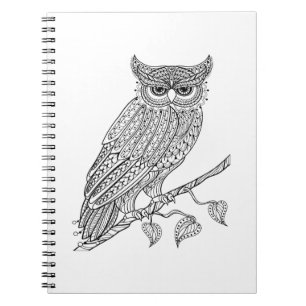 Carnet Hibou magique inspiré se reposant sur la branche