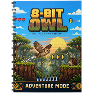 Carnet Hibou, Pixel Art Rétro 8 Bits