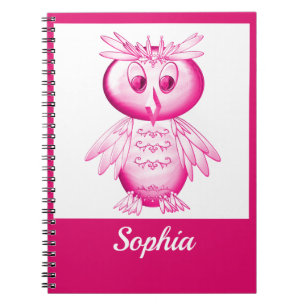 Carnet Hibou Rose Drôle Enfant Personnalisé