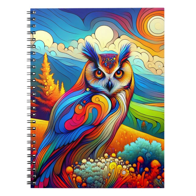Carnet Hibou Sentinel du Coucher de Soleil – Art de Paysa (Devant)