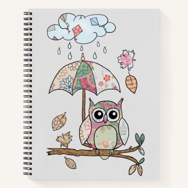 Carnet Hibou sous la pluie (Devant)