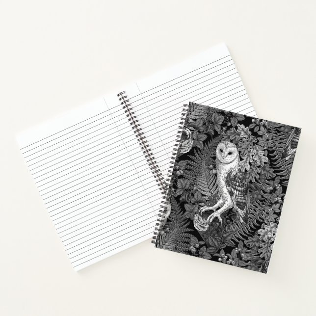Carnet Hiboux, fougères, chêne et baies 4 (Intérieur)