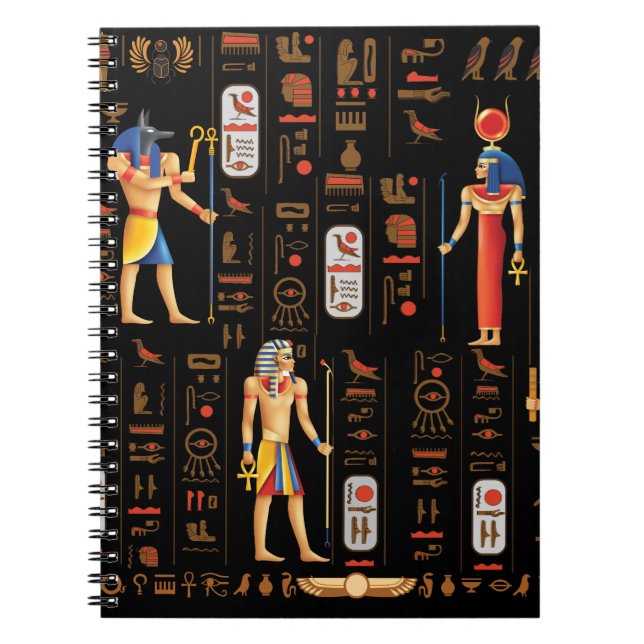 Carnet Hiéroglyphes et divinités de l'Égypte d'or sur le  (Devant)
