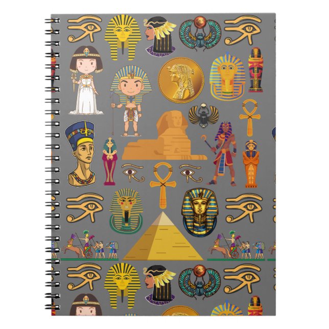 Carnet Hiéroglyphique égyptien ancien -Pharaon Motif (Devant)