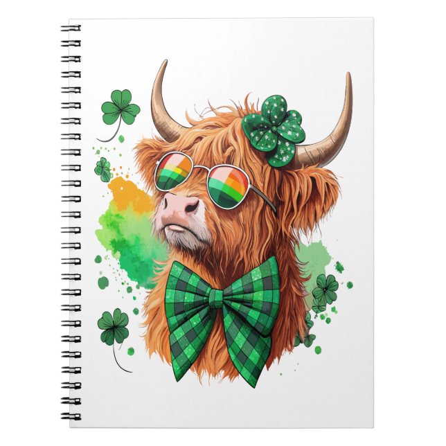 Carnet Highland Cow St Patrick's, Lucky Cow (Devant)