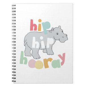 Carnet Hip Hip Hooray Gris Hippo Dessin Cute Animal Art