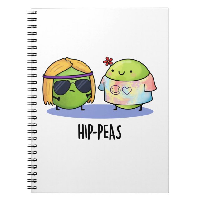Carnet Hip-peas Drôle de petit pois hippie Jeu de mots  (Devant)