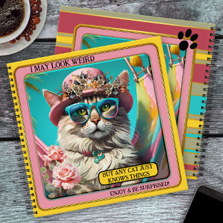 Carnet Hippie colorée drôle Wise Cat Girly