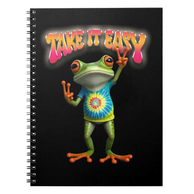 Carnet Hippie Grenouille Prenez les Choses Facilement Amu (Devant)
