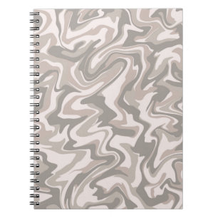 Carnet Hippie les années 70 Gris Marbre Liquide Swirl Boh