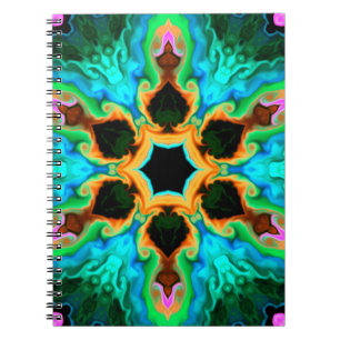 Carnet Hippie psychédélique Turquoise orange et noir