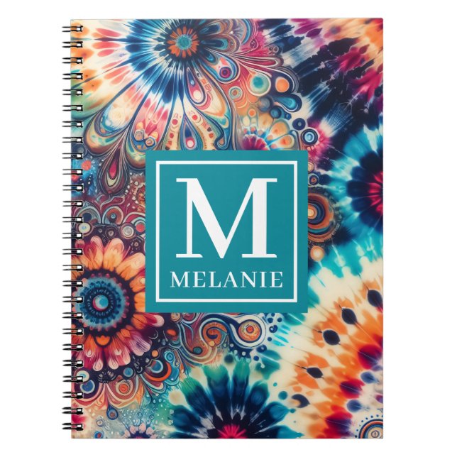 Carnet Hippie Retro Cravate-Dye Monogrammé (Devant)