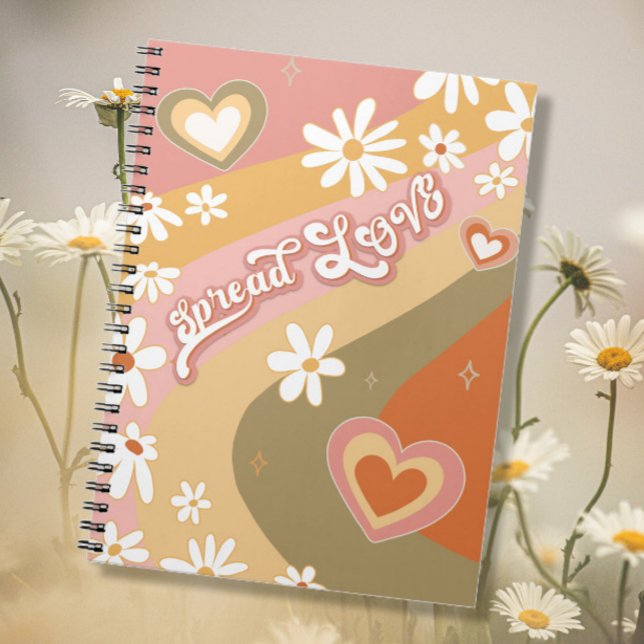 Carnet Hippie rétro Daisy Spread LOVE Floral 1960s 1970s (Créateur téléchargé)