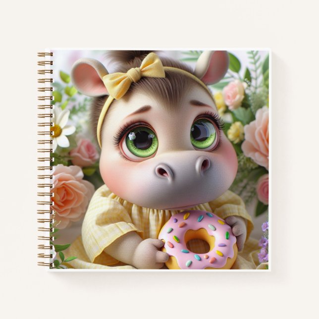 Carnet Hippo with a Donut, by Natasha Us   (Devant)