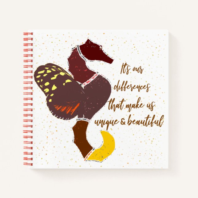 Carnet hippocampe avec citation ailes de papillon texte m (Devant)