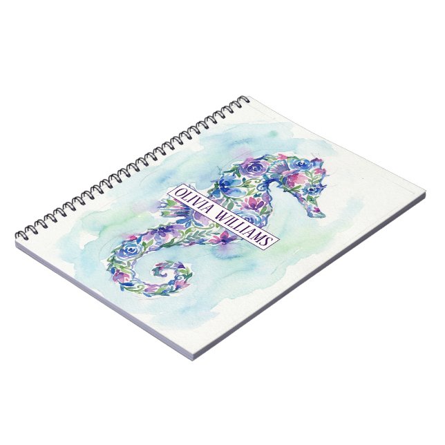 Carnet Hippocampe botanique de fleurs de l'océan fantaisi (Côté gauche)