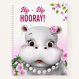 Carnet Hippopotame Fleurs Roses Enfants
