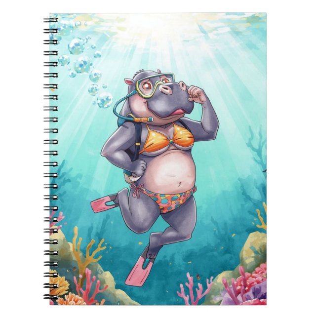 Carnet Hippopotame plongeur sous l'eau  (Devant)