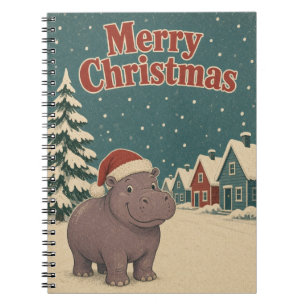 Carnet Hippopotame Rangée de Neige Animal Noël