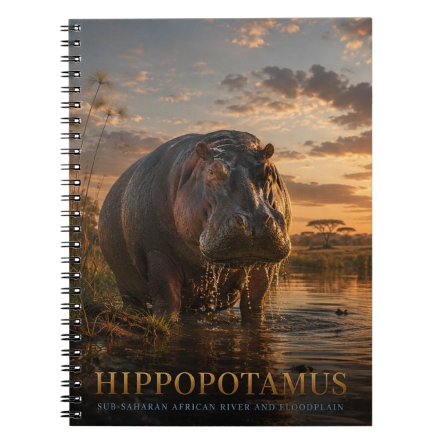 Carnet Hippopotame Rivière Africaine ANIMAUX (Devant)