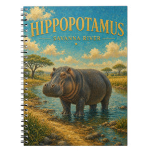 Carnet Hippopotame Savane Rivière Aquarelle GeoSaga