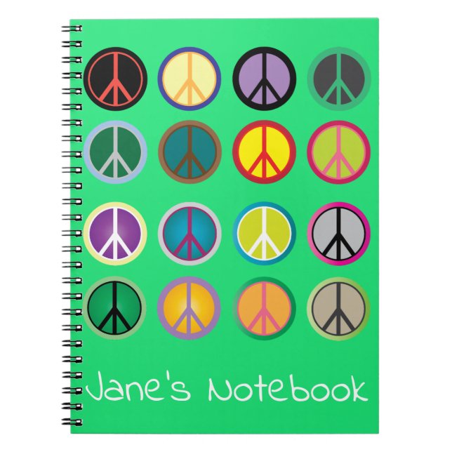 Carnet Hippy peace sign 60s colorful pattern (Devant)
