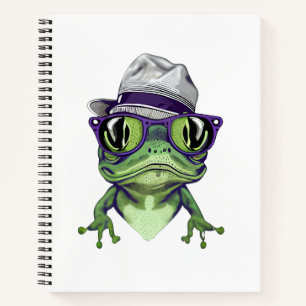 Carnet Hipster grenouille animal portant des lunettes et