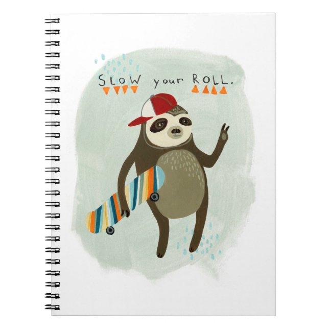 Carnet Hipster Sloth | Ralentissez Votre Rouleau (Devant)