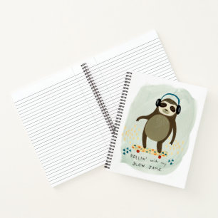 Carnet Hipster Sloth Rollin' Avec Mes Jams Lents