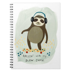 Carnet Hipster Sloth Rollin' Avec Mes Jams Lents