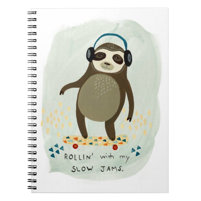 Carnet Hipster Sloth | Rollin' Avec Mes Jams Lents (Devant)