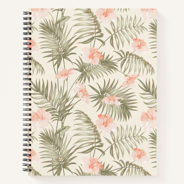 Carnet Hisbiscus Tropical Palm Tree Motif (Devant)