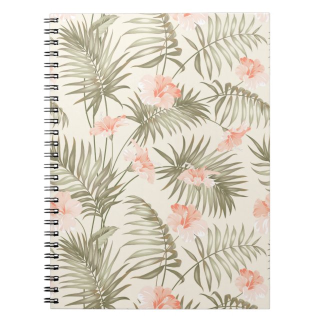 Carnet Hisbiscus Tropical Palm Tree Motif (Devant)