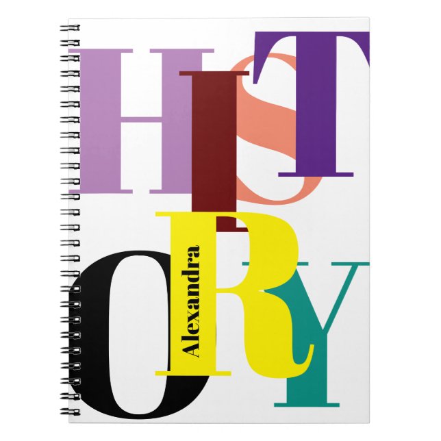 Carnet "HISTOIRE" coloré personnalisé (Devant)